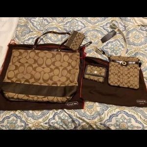 Set of 3 Coach Bags in brown logo